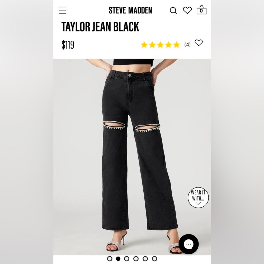 NWT Steve Madden Taylor Rhinestone Jeans Black